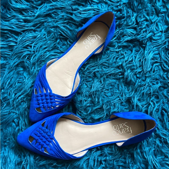 Franco Sarto Royal Blue Woven Suede Flats - Picture 3 of 7